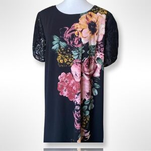 NWOT Size XL Black Summer Floral Dress with Lace Sleeves
